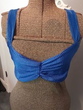 Charlotte Russe Deep Blue Pleated Crop Top